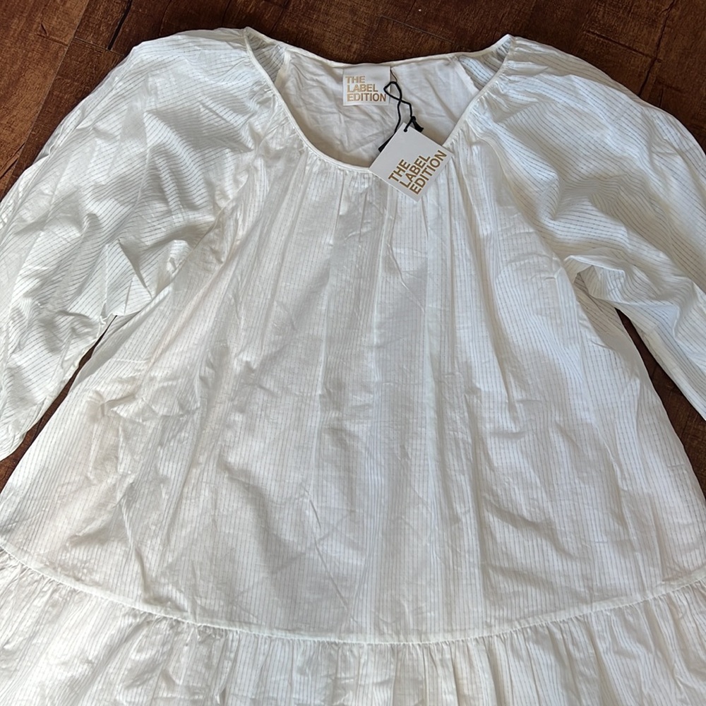 NEW with tag The Label Edition white flowy big sleeves dress cute feminine comfy - Picture 2 of 11